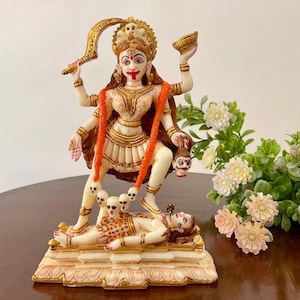 Kali Maa Statue in Cultured Marble Hindu Deity for Home, Goddess Kali Idol, Mahakali, Bhadrakali, Kalika, Shiva-Shakti