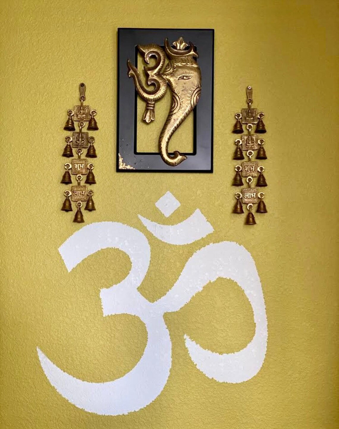 Ganesha Wall Art Om Ganesha Wall Hanging With Shubh Labh Etsy