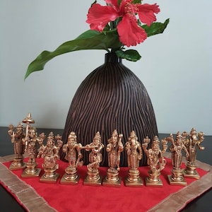 Lord Vishnu Dashavtar Brass Idols - Decorative Home Decor- Brass Statue Dasavatharam Set for pooja - housewarming Gift
