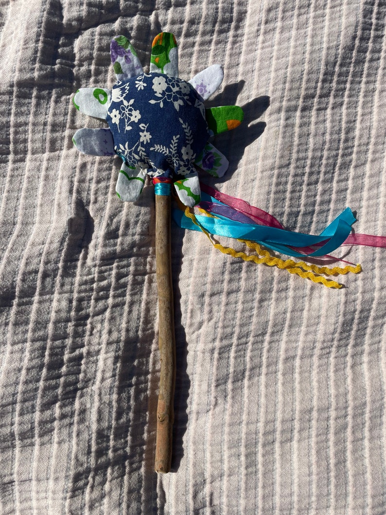 Flower wands, one of a kind made from vintage style fabric flower with eucalyptus handle for dress ups and pretend play image 6