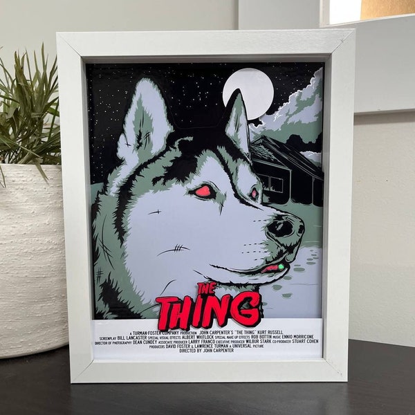 Das Ding | John Carpenters Film | Filmposter (Holographische Augen & Mond) 3D Schaukasten