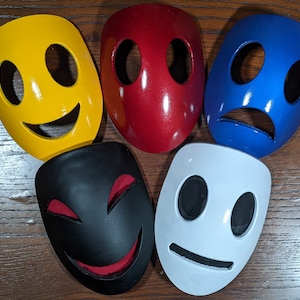 3D gedruckte Gesichtsmasken (Lächeln, Stirnrunzeln, Emotionslos, Mundlos, Grinsen)