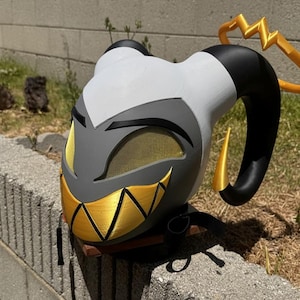 Abel's Exorcist Commander Helmet with Swappable Faceplates and Modular Horns Inspired From Hazbin Hotel image 3