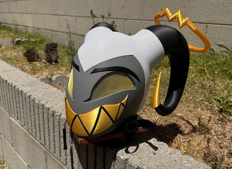 Abel's Exorcist Commander Helmet with Swappable Faceplates and Modular Horns Inspired From Hazbin Hotel image 3