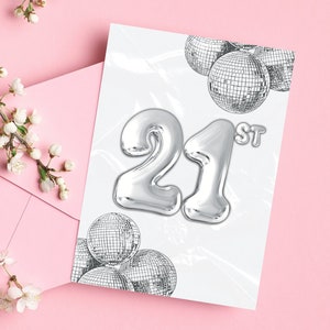 21 Geburtstagskarte, Disco Ball Geburtstag, Druckbare Geburtstagskarte, Digital Download Geburtstagskarte, Disco Cowgirl Geburtstagskarte