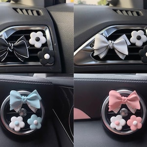 Elegant Bow Set Black and White Boutique Car Accessories Air Vent Freshener Cool Gift Idea for Boyfriend/Girlfriend Home Office Decorations