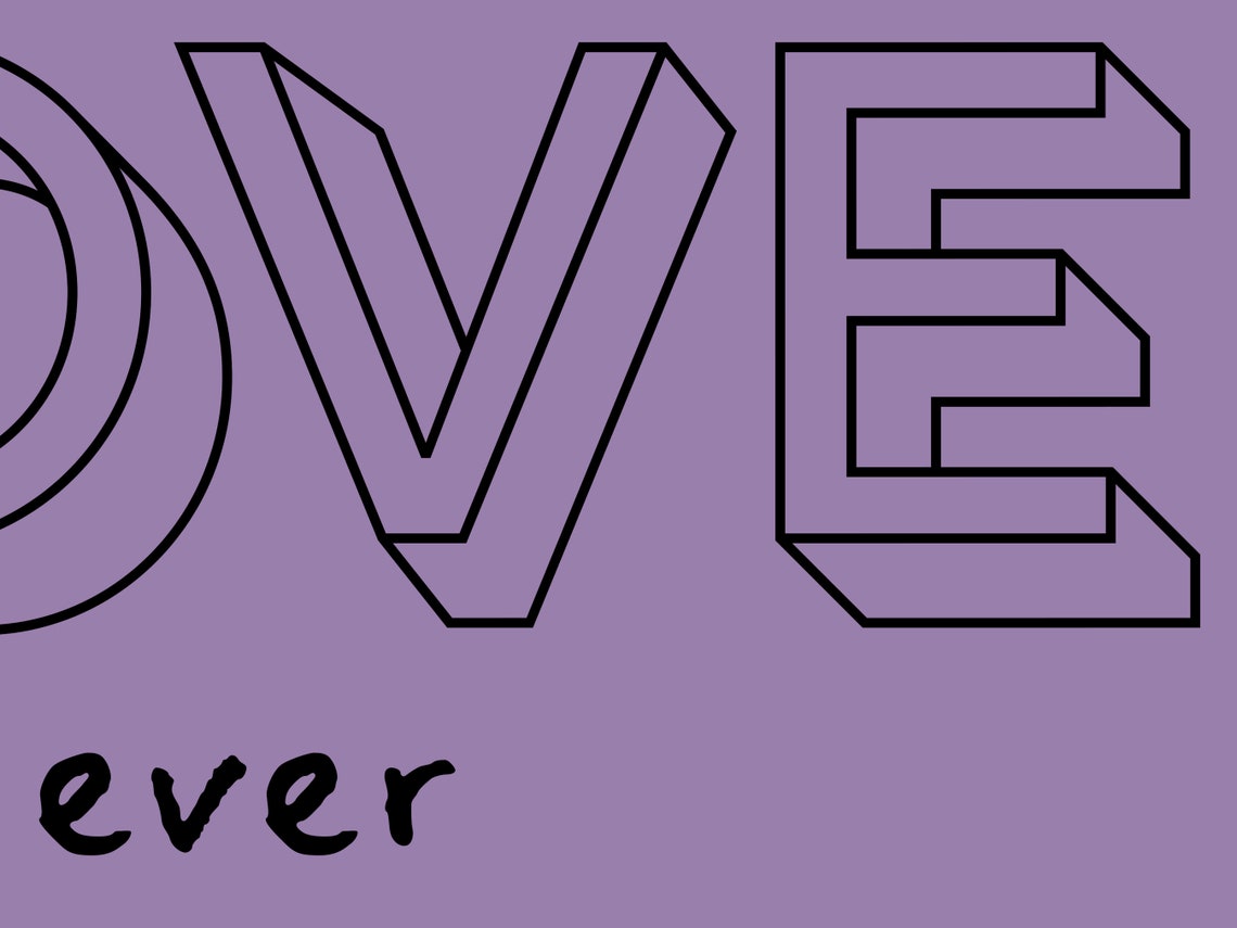 Purple Wall Decor I Love You Poster Retro Wall Art Etsy