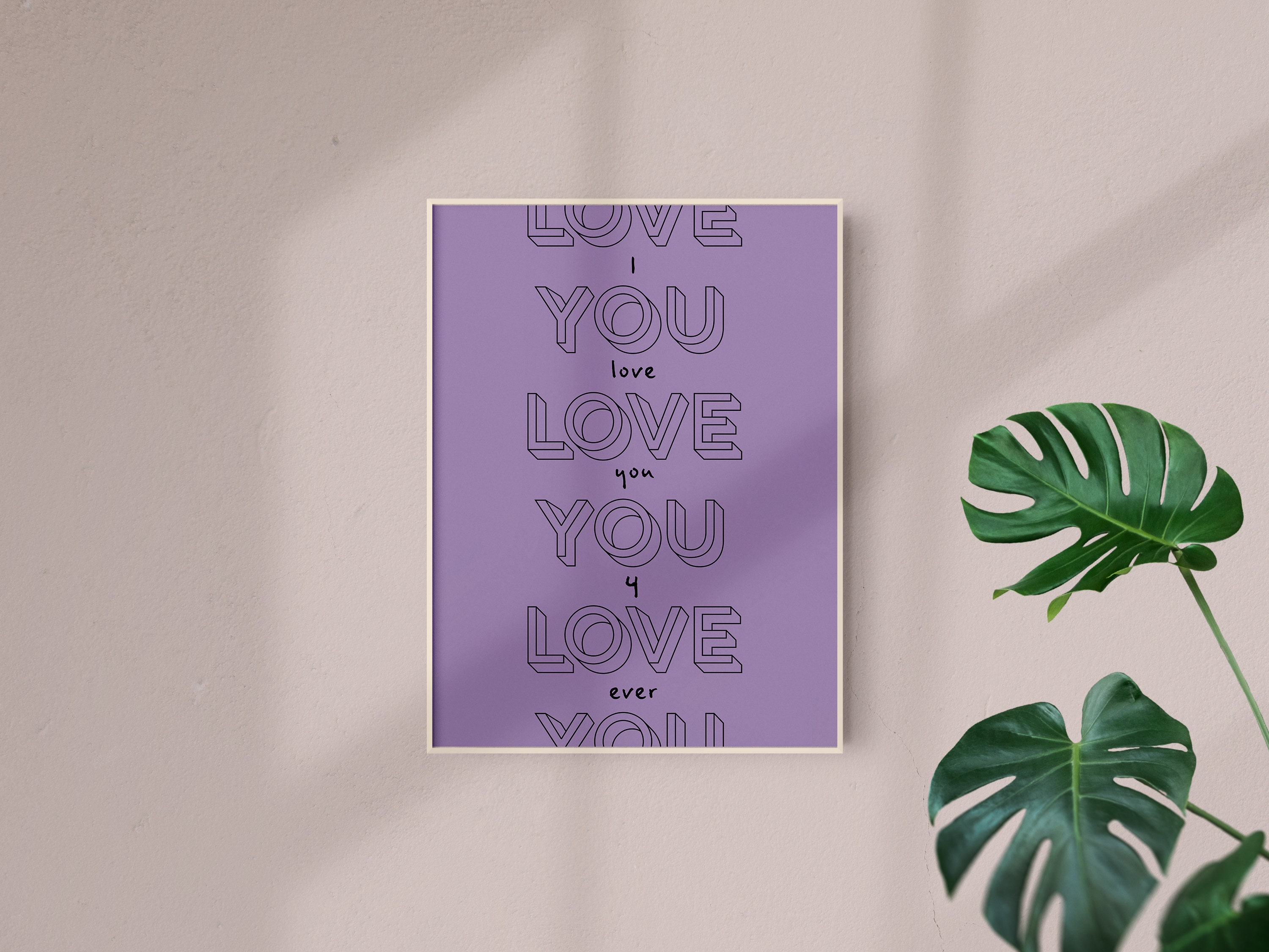 Purple Wall Decor I Love You Poster Retro Wall Art Etsy