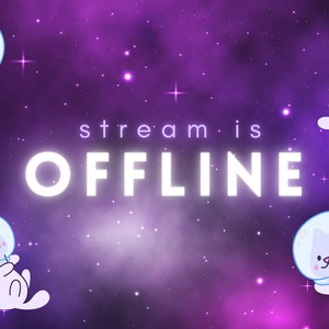 Twitch Offline Banner Kawaii Cat Astronaut, Cute Outer Space Twitch Background, Stream is Offline Twitch Screen, Stream Offline Background