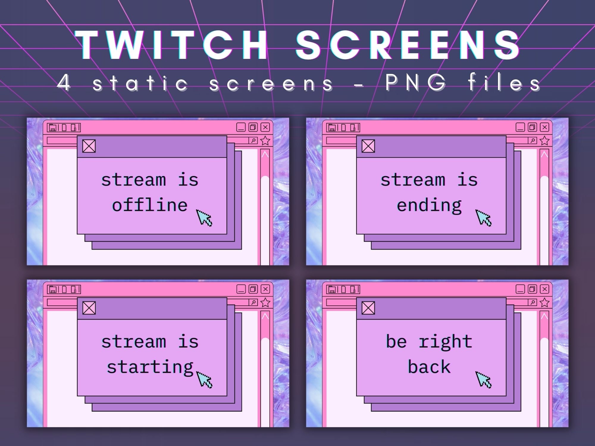 Stream Computer Frame Retro Digital Drawing & Illustration Panels Only Pink Retro Computer Stream ...