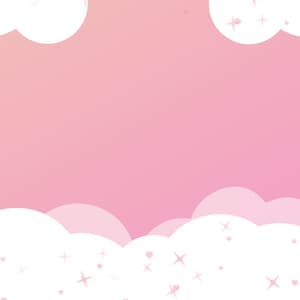 Puede incluir: Un fondo degradado rosa y blanco con nubes blancas y estrellas brillantes. El fondo es perfecto para un diseño caprichoso o de ensueño.