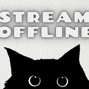 Twitch offline-skärm svart katt, söt katt på Twitch-bakgrund, stream är offline, offline-skärm för livestream, Twitch Streamer-profil