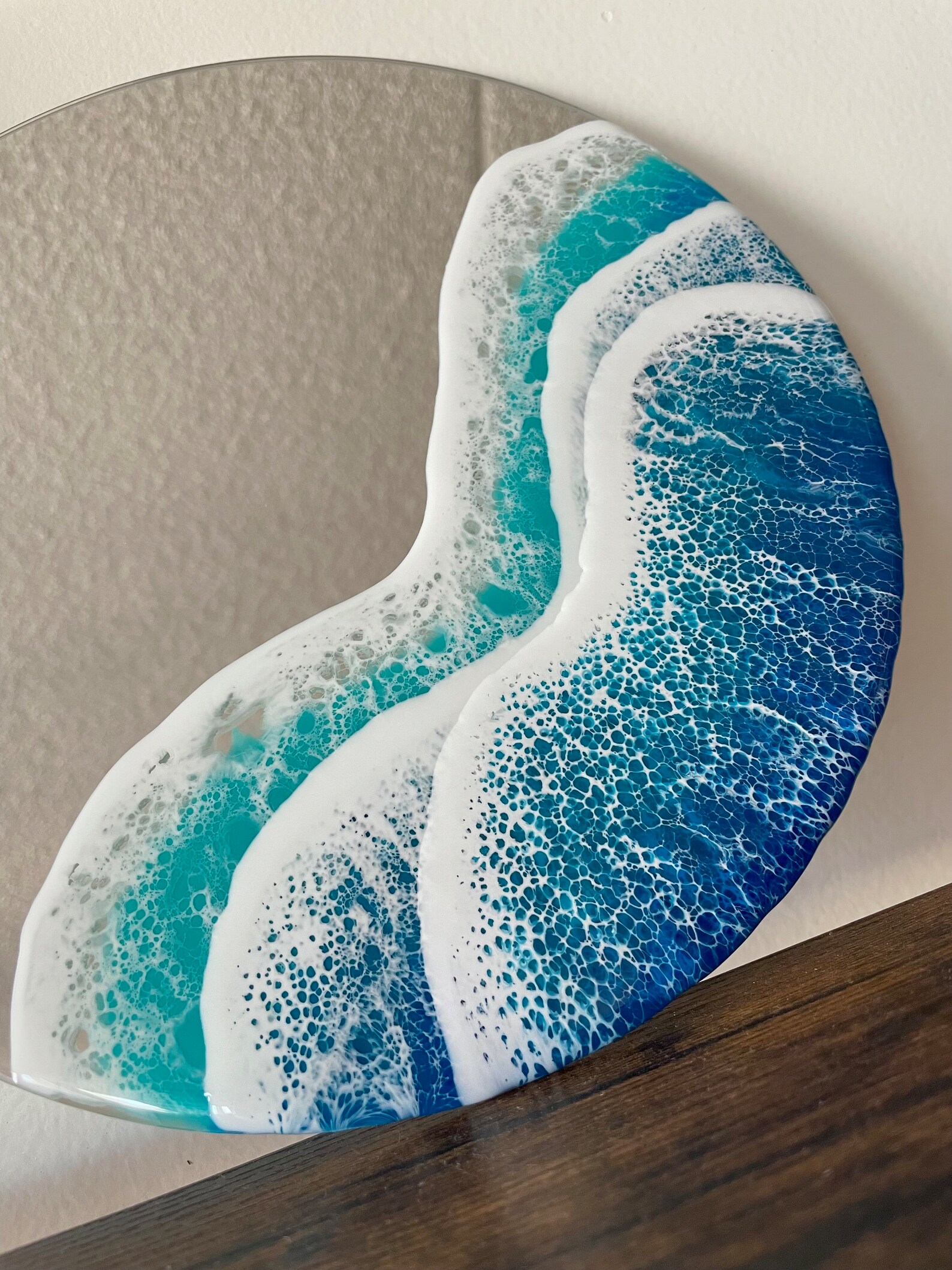 Resin Ocean Mirror Made in Hawaii Round Tropical Blue Etsy