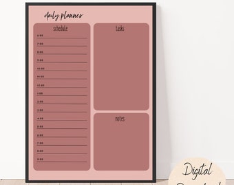 Daily Planner Digital Print | To Do List | Daily Goals |Teacher Student List | Daily Schedule | Checklist | Planner Printable | Boho Planner