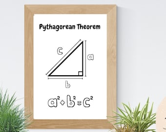 Théorème de Pythagore | imprimable numérique | imprimables en classe de mathématiques Professeur d’algèbre et de mathématiques | | de géométrie | étudiants Bureau| Décor mathématique| TIGE
