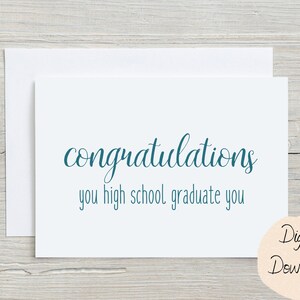Carte de fin d’études imprimable| | de fin d’études secondaires Félicitations | Carte d’études supérieures| A2 A7, carte de graduation numérique | Carte amusante 5x7,4.25 x5.5