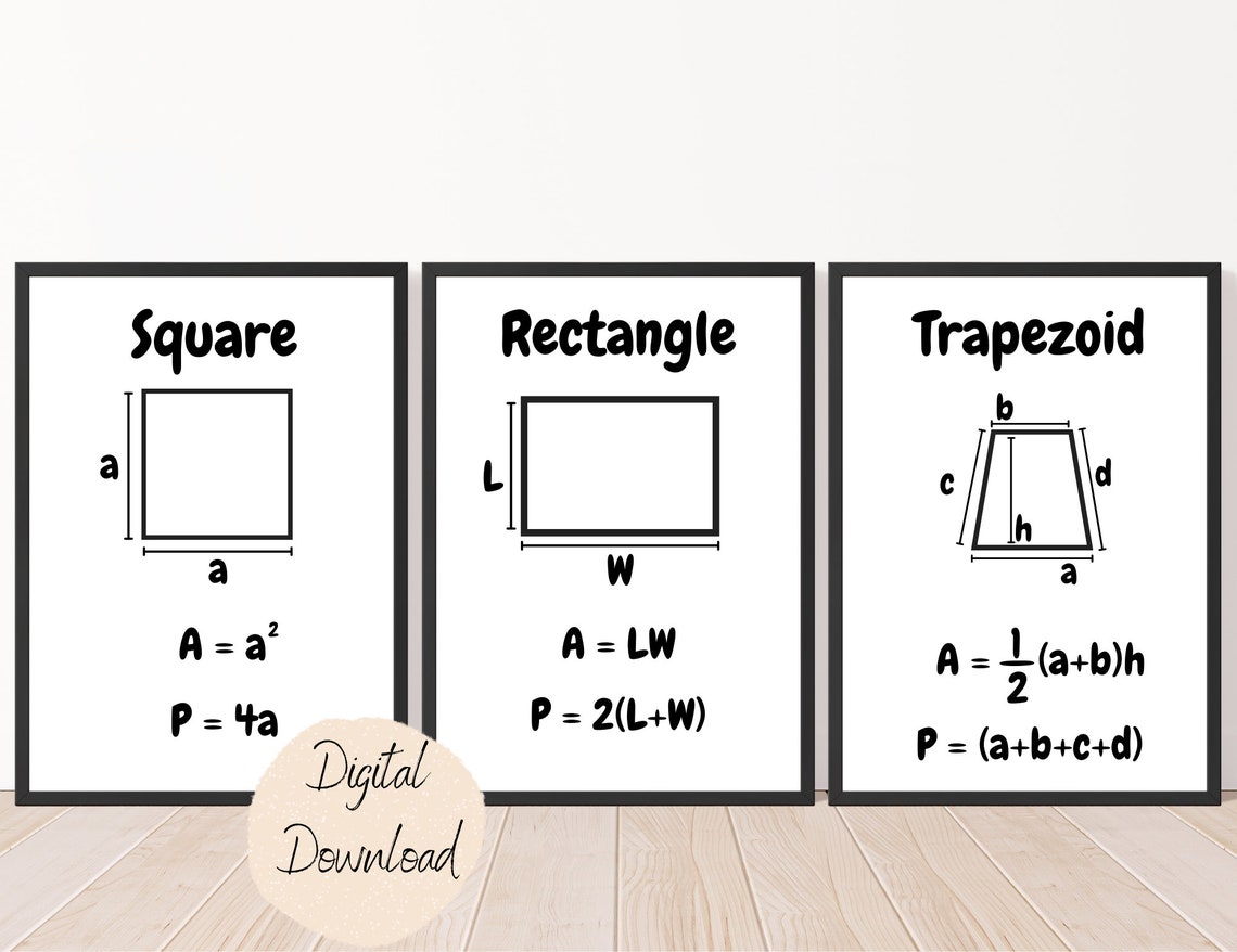 Geometry Shape Bundle | Math Printable Digital Download | Area Volume ...