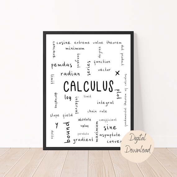 Calculus Poster Digital Printable Math Classroom Printable | Etsy