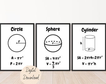 Geometry Shape Bundle | Math Printable Digital Download | Area Volume Perimeter | Math Classroom Decor | Elementary School | Middle School |