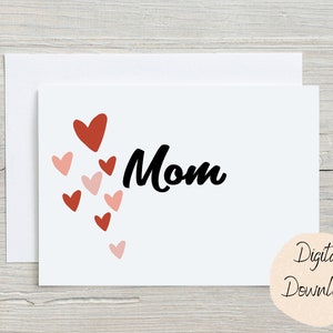 Cartão de Dia das Mães para impressão, Corações de Mãe Feliz Dia das Mães, Download Digital de Dia das Mães, Cartão de Mãe, Dia das Mães Engraçado, Presentes de Dia das Mães