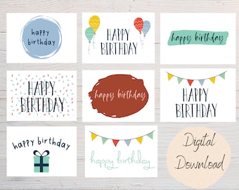 Printable Birthday Card Bundle, Happy Birthday Card, A2, A7, Digital Birthday Card, Kids Card,Printable Card, Birthday Gift, Card Bundle