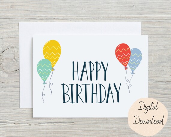 Printable Birthday Card Happy Birthday Card A2 A7 Digital | Etsy