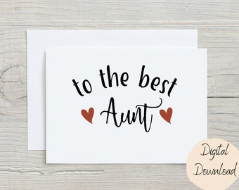 Printable Card For Aunt | Aunt Card | Happy Mother's Day | Aunt Digital Download | Aunt Card |Gift for Aunt |Aunt Gifts | Aunt Mother's Day