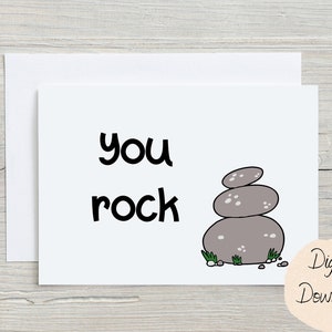 Druckbare Karte, You Rock, Ermutigungskarte, Grußkarte, Pun Karte, A2, A7, Digitale Karte, druckbare Karte, 5x7, 4,25 x 5,5, Abschluss