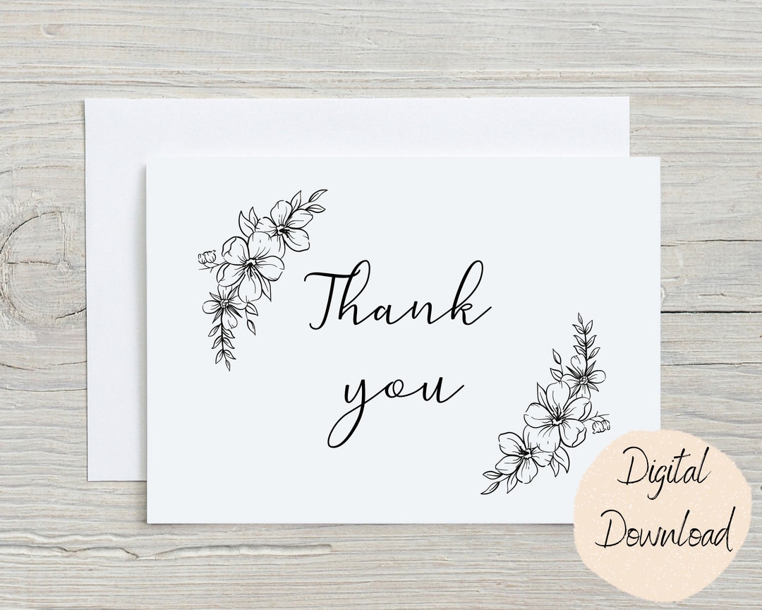 Printable Thank You Card, Thank You Card, A2, A7, Digital Card