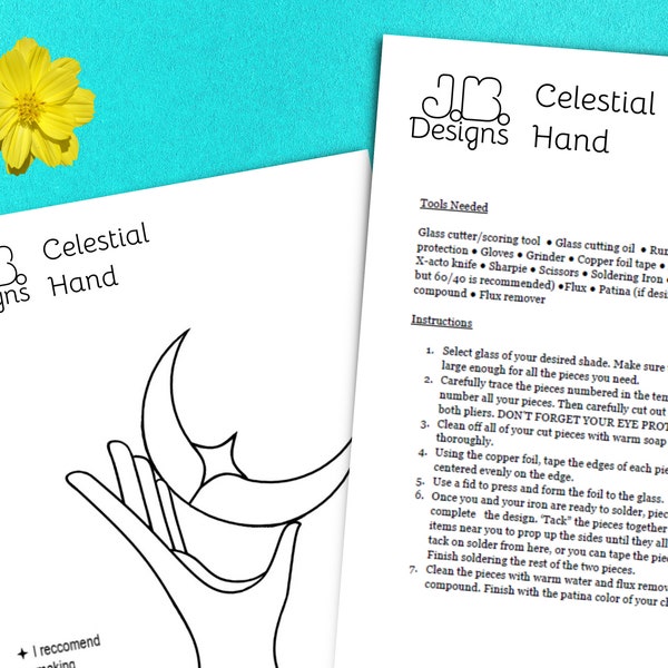 Celestial Hand Stained Glass Template INSTANT Digital download Printable Instructions
