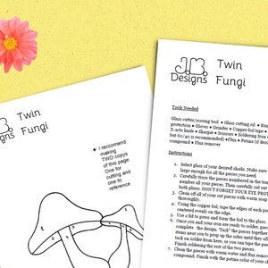 Twin Fungi Stained Glass Mushroom Template INSTANT Digital download and Printable Instructions