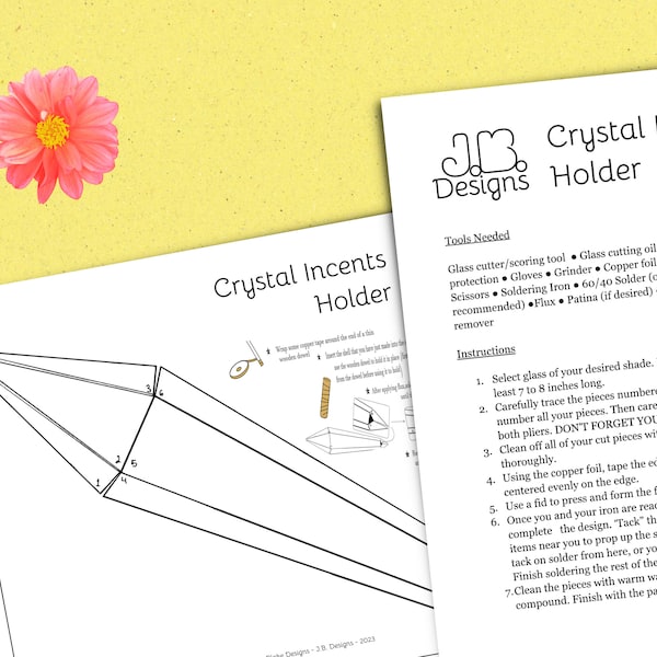 Crystal Incense Burner INSTANT Digital Download Printable Stained Glass Template and Printable Instructions