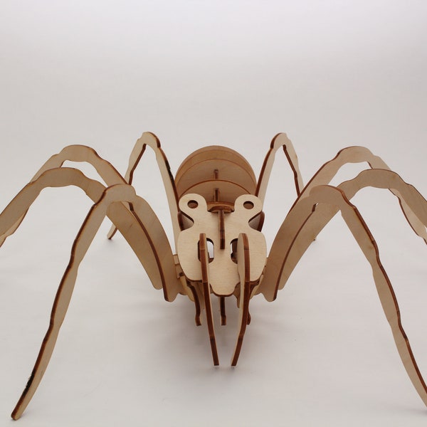 3D Wooden Laser - Cut Spider Puzzle, Wooden Spider, 3D Wooden Puzzle, Insect Puzzle