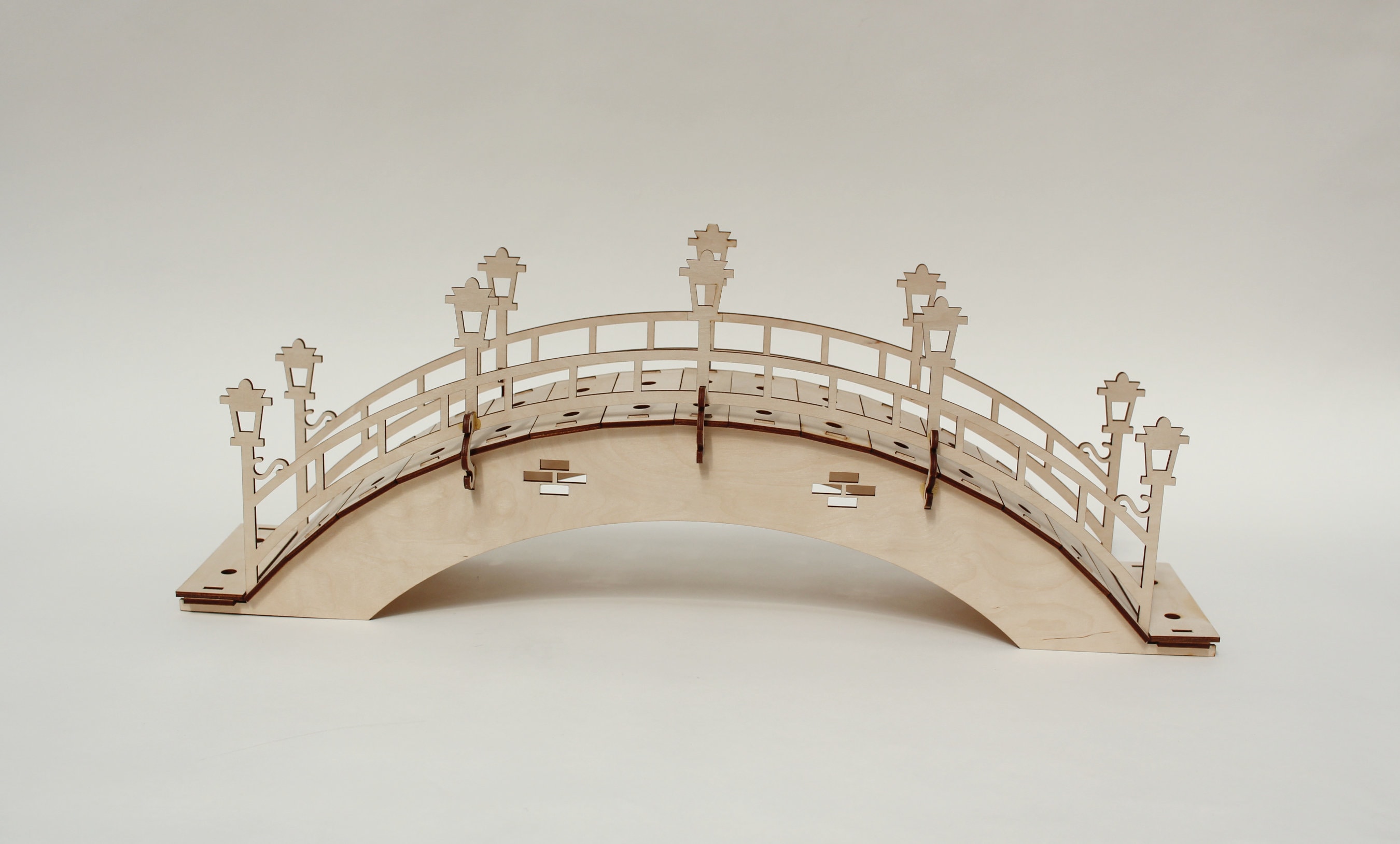 Laser Cut Arched Wood Foot Bridge, Wooden Bridge Construction Kit