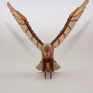 3D Laser - Cut Wooden  Hawk, Hawk 3D Puzzle