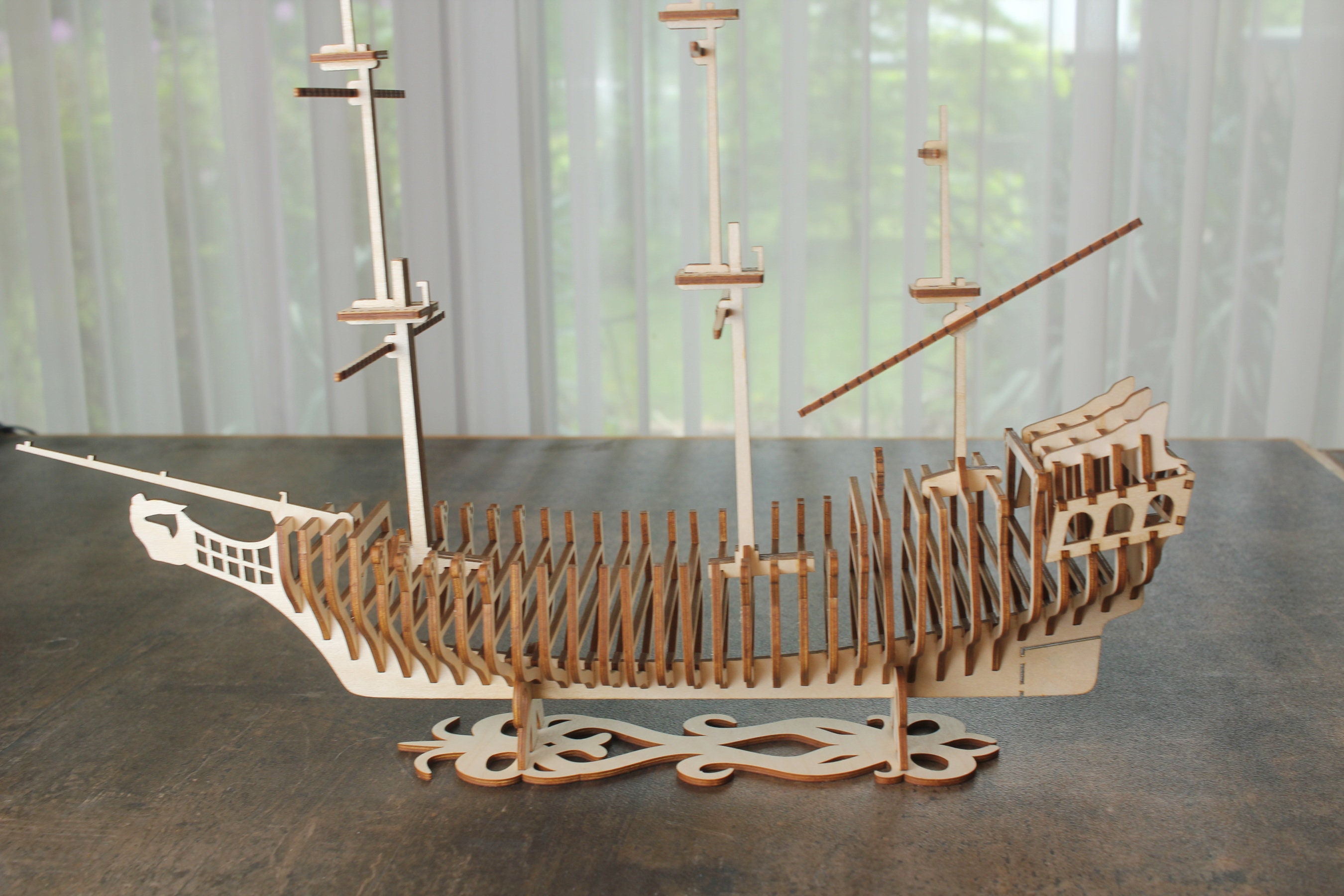 Model Mdf Ship Black Pearl Sailboat, Laser Cut Wooden 3D Model Pirate Ship, Pirates of ...