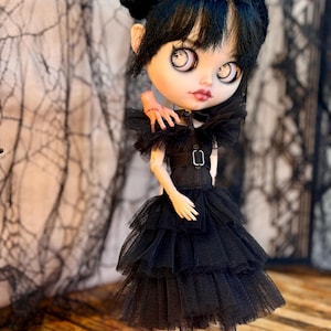 Custom Blythe doll Wednesday OOAK