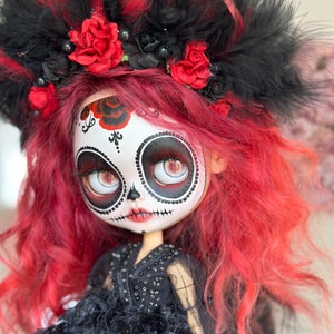 Custom Blythe doll Catrina OOAK blythe natural hair mohair (re-roote)