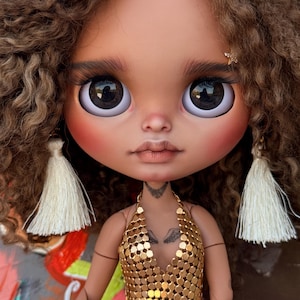 Custom Blythe doll OOAK natural hair mohair reroote