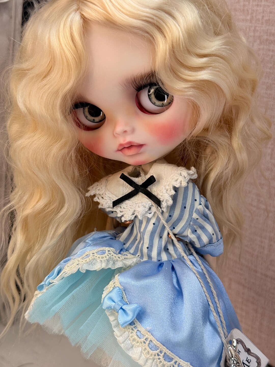 Custom Blythe Doll OOAK Alice Natural Mohair Reroote. Obitsu22 - Etsy