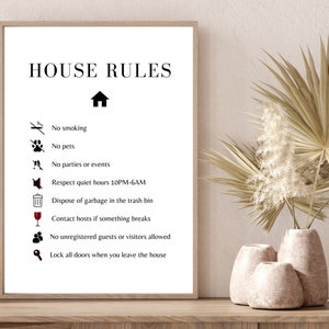 Reglas de la casa AirBnB Signo minimalista / Reglas de alquiler vacacional / Recursos para anfitriones, Información para huéspedes / STR Vrbo / Canva / Diseño moderno simple