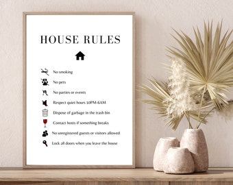 AirBnB House Rules Minimalist Sign | Vacation Rental Rules | Host Resources, Guest Information | STR Vrbo | Canva | Simple Modern Design