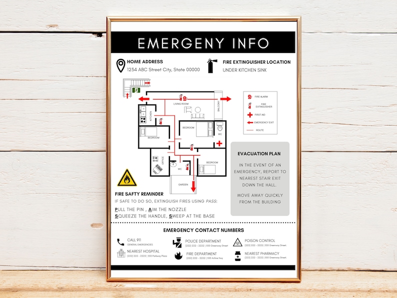 Airbnb Emergency Fire Escape Plan Evacuation Safety Plan Etsy