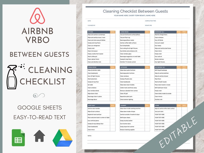 Airbnb Cleaning Checklist Vrbo Short Term Rental Checklist Etsy UK
