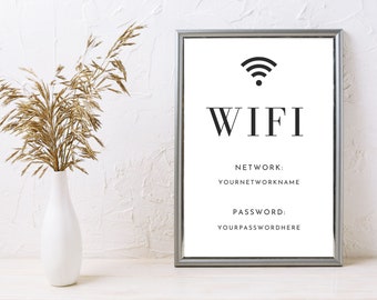 AirBnB Wifi Sign Templates | Wifi QR Code | Host Resources, Guest Information | STR Vrbo | Edit in Canva | Simple Modern Design