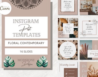 Floral Instagram Post Templates for Canva | IG Floral Gardening Blog Contemporary Design | Social Media Engagement Inspirational Quotes