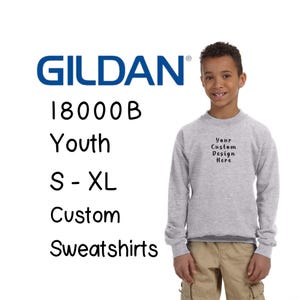Custom Youth Gildan 18000B Sweatshirt, Personalized Kids Crewneck, Choose Color and Size bild 1
