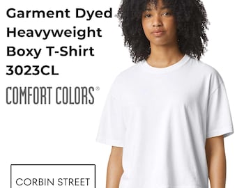 Comfort Colors 3023CL Boxy T-Shirt, Blank or Custom Logo Tee, Women’s Garment Dyed Middie Shirt, Personalized Cropped Tee