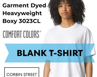 Blank Comfort Colors 3023CL Garment Dyed Boxy T-Shirt, Women's Cropped Middie Tee