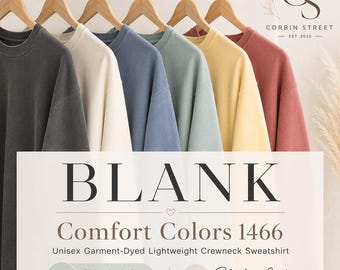 Comfort Colors 1466 Crewneck Sweatshirt | Unisex Garment Dyed Blank Sweatshirt | Custom Lightweight Pullover
